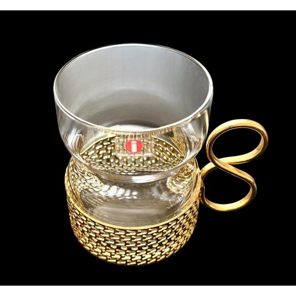 Set Of 2 Iittala Finland Tsaikka Glasses Metal Holder Timo Sarpaneva 8 oz - Picture 5 of 7